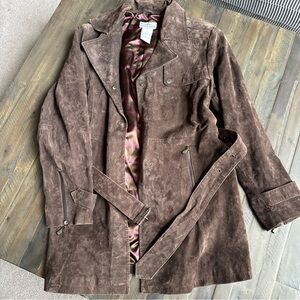 Luxurious Brown Suede Trench Coat
